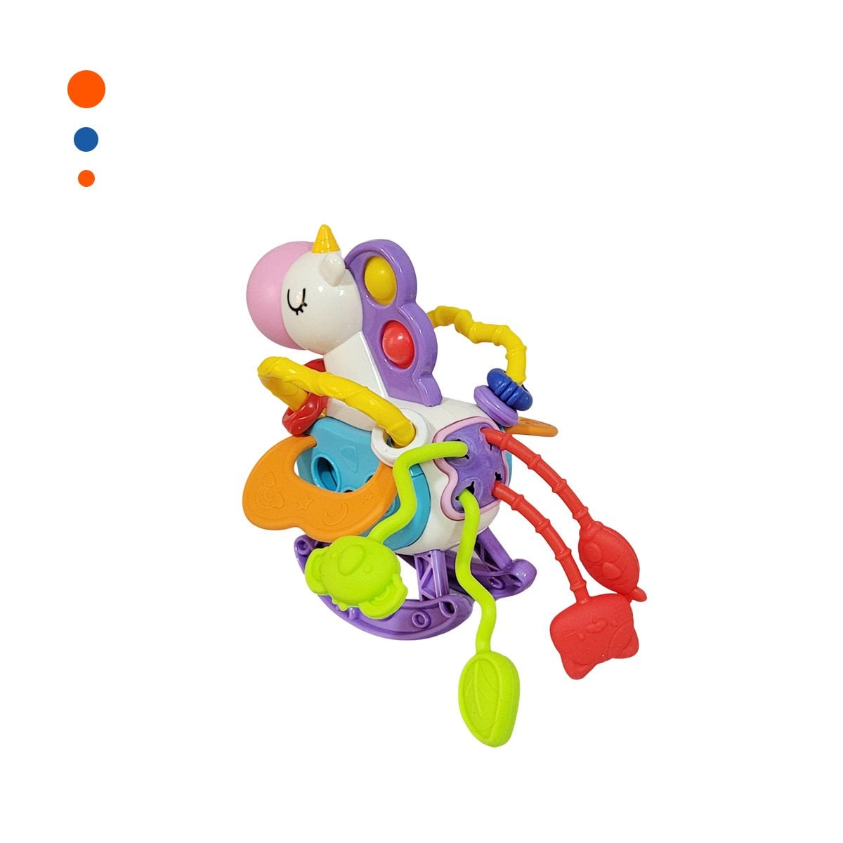 PACK2 DIDACTICO SENSORIAL UNICORNIO PARA BEBE CON CUERDAS Y POP LILA Y BLANCO YREGALO STICKER - 2