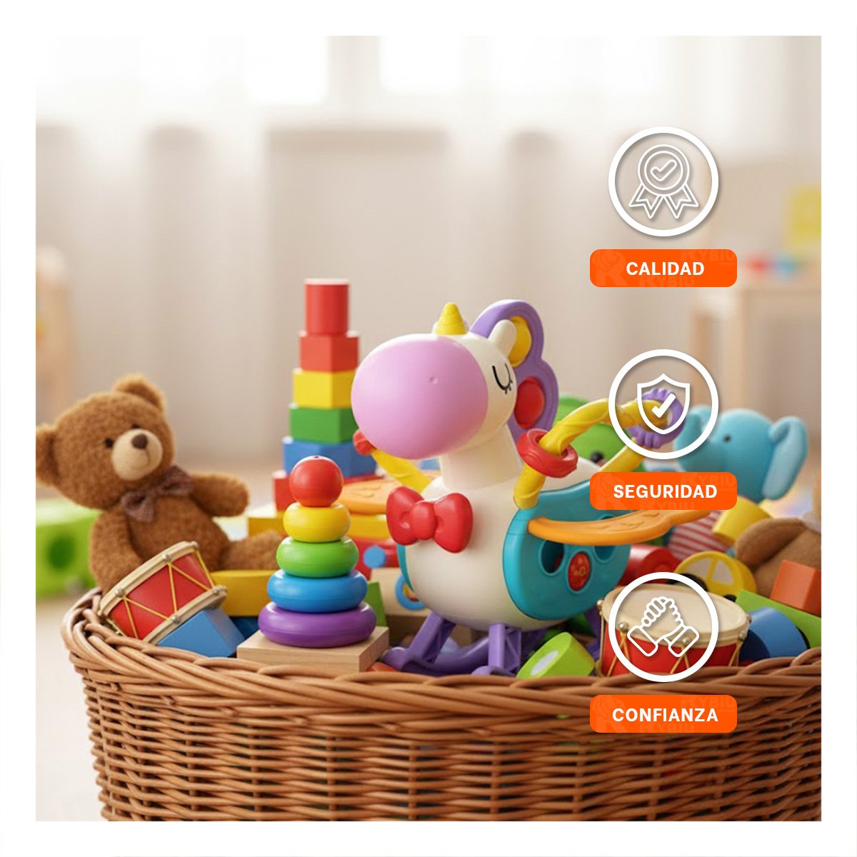 PACK2 DIDACTICO SENSORIAL UNICORNIO PARA BEBE CON CUERDAS Y POP LILA Y BLANCO YREGALO STICKER - 5