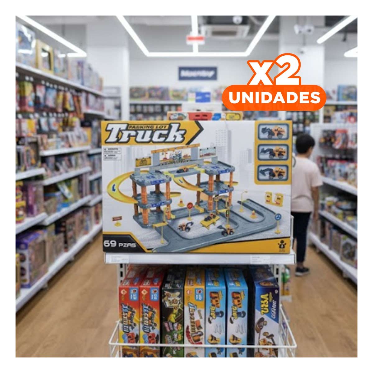 PACK2 ZONA DE JUEGO DE CONSTRUCCION CON ESTACIONAMIENTO Y CARRITOS YREGALO STICKER - 1