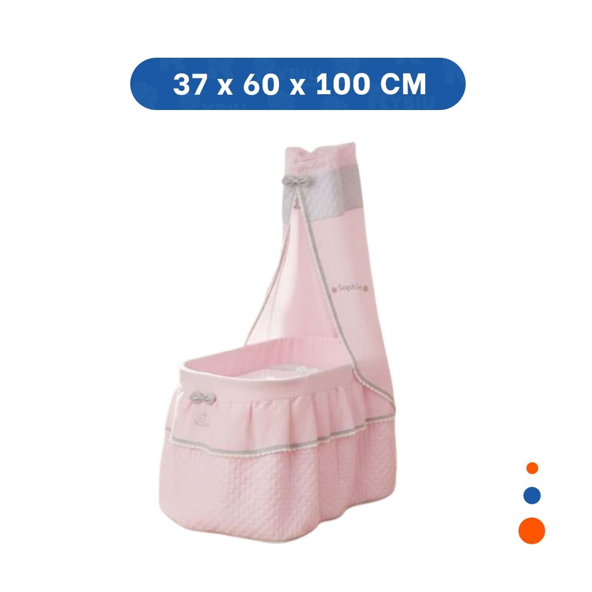 PACK2 ACCESORIO DE CUNA PARA MUÑECAS ROSADO 37X60X100CM CON FORMA MOISES YREGALO STICKER - 4