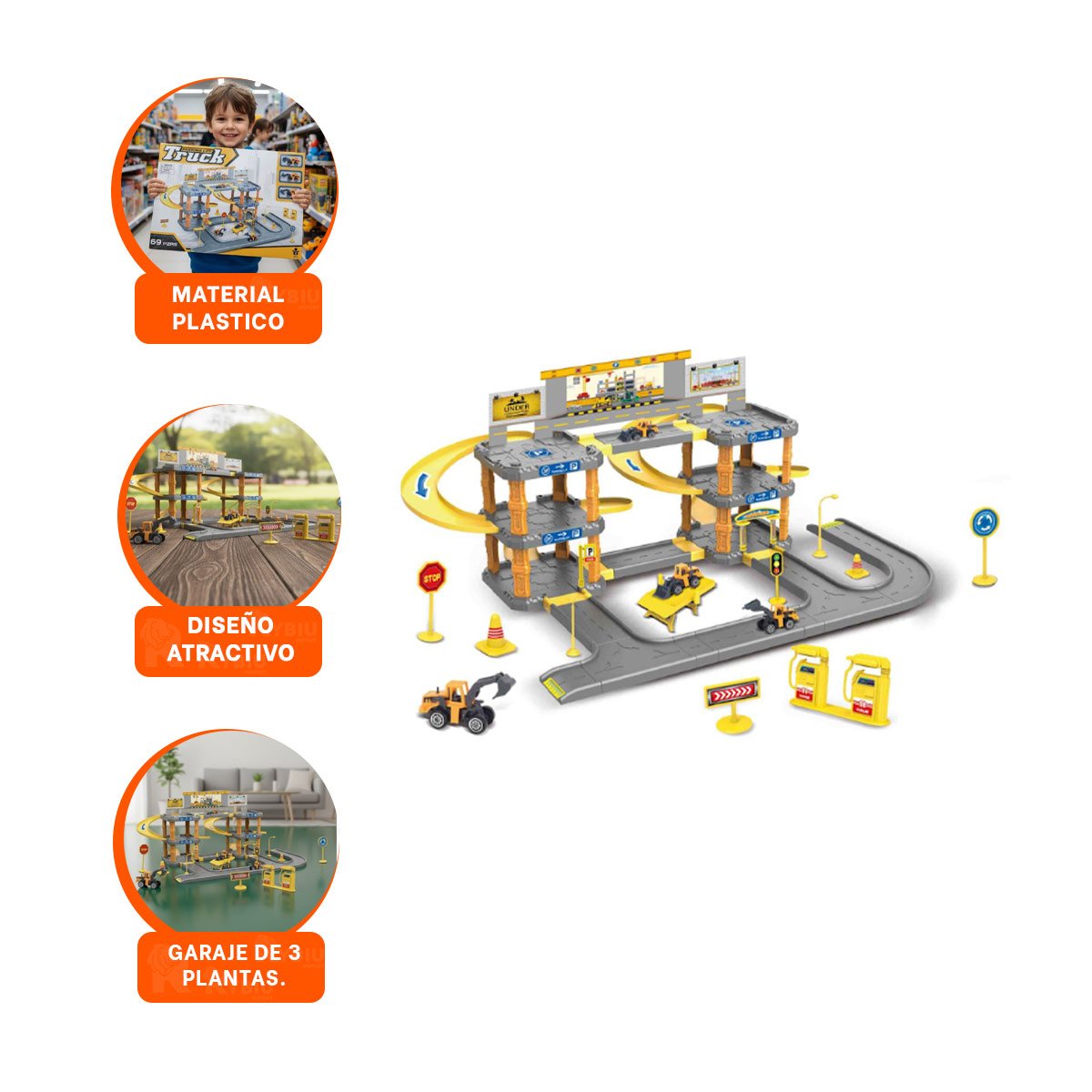 CIRCUITO INFANTIL DE CARRITOS DE CONSTRUCCION CON ZONA DE ESTACIONAMIENTO YLIGAS REGALO - 3