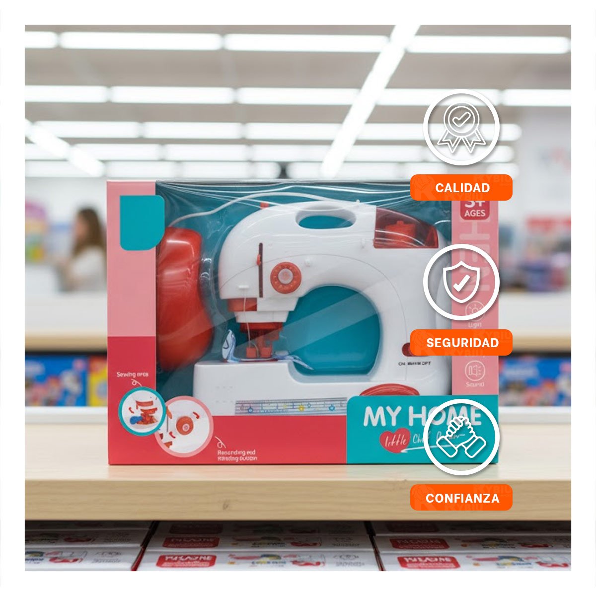 DISPOSITIVO DE COSER COMPACTO BLANCO Y ROSADO PARA MANUALIDADES YPAPEL REGALO - 5