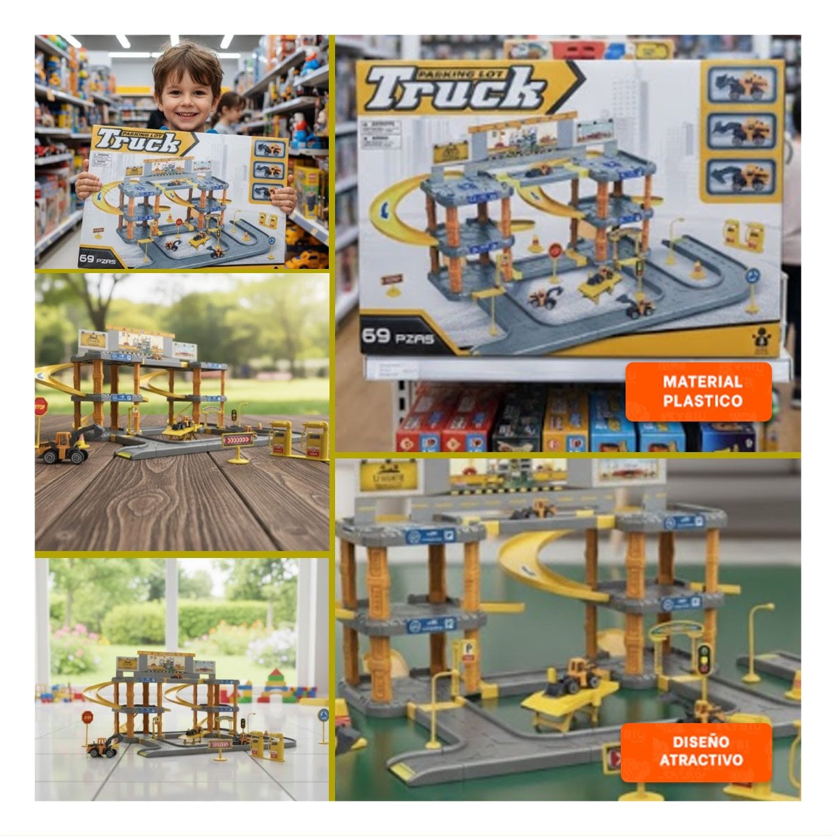 PACK6 CENTRO DE JUEGO DE CONSTRUCCION CON ZONA DE ESTACIONAMIENTO YPAPEL REGALO - 3
