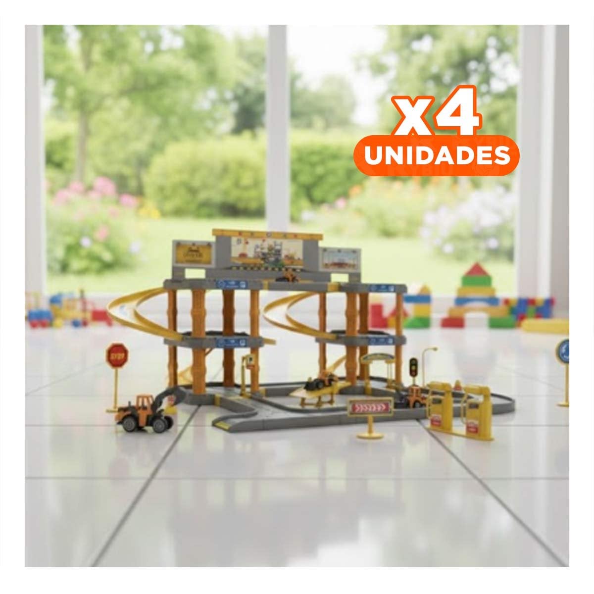 PACK4 ZONA INFANTIL PARA ESTACIONAR CARRITOS DE CONSTRUCCION EN JUEGO - 1