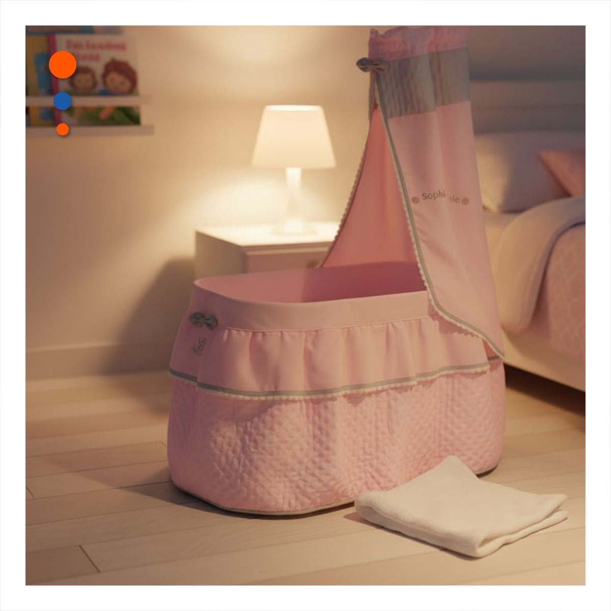 PACK2 SOPORTE DE CAMA PARA MUÑECAS ROSADO 37X60X100CM CON FORMA MOISES - 2