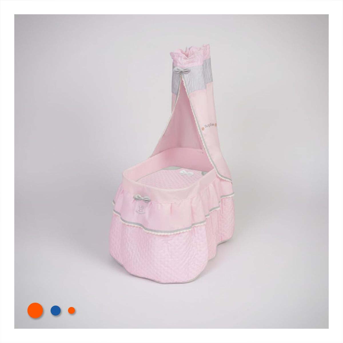PACK2 SOPORTE DE CAMA PARA MUÑECAS ROSADO 37X60X100CM CON FORMA MOISES - 3