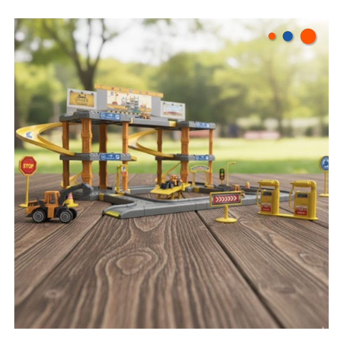 SET COMPLETO DE CARRITOS DE CONSTRUCCION CON AREA DE ESTACIONAMIENTO - 2