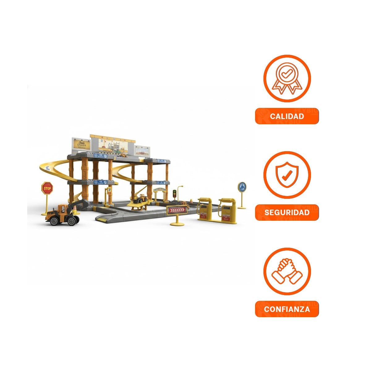 SET COMPLETO DE CARRITOS DE CONSTRUCCION CON AREA DE ESTACIONAMIENTO - 3