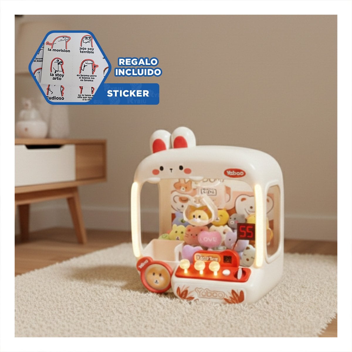 ESTACION LUDICA DE GARRA CON FIGURA DE CONEJO PARA USO DOMESTICO YREGALO STICKER - 1