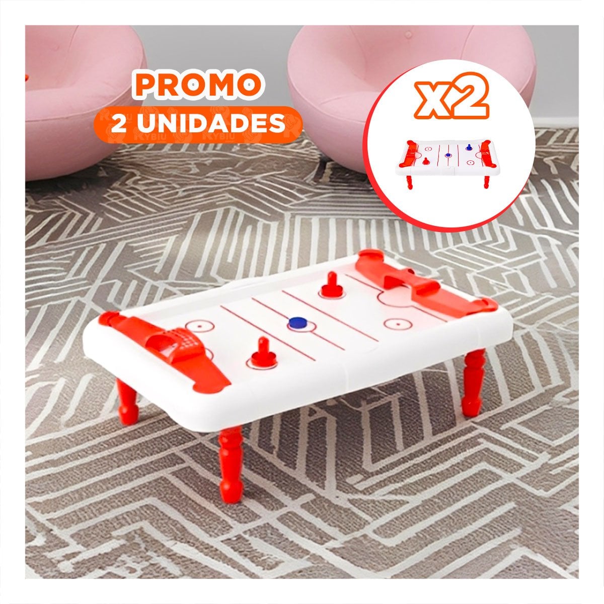 PACK2 ESTRUCTURA DE ICE HOCKEY PARA HOGAR CON USO RECREATIVO Y JUEGO RAPIDO YREGALO STICKER - 1