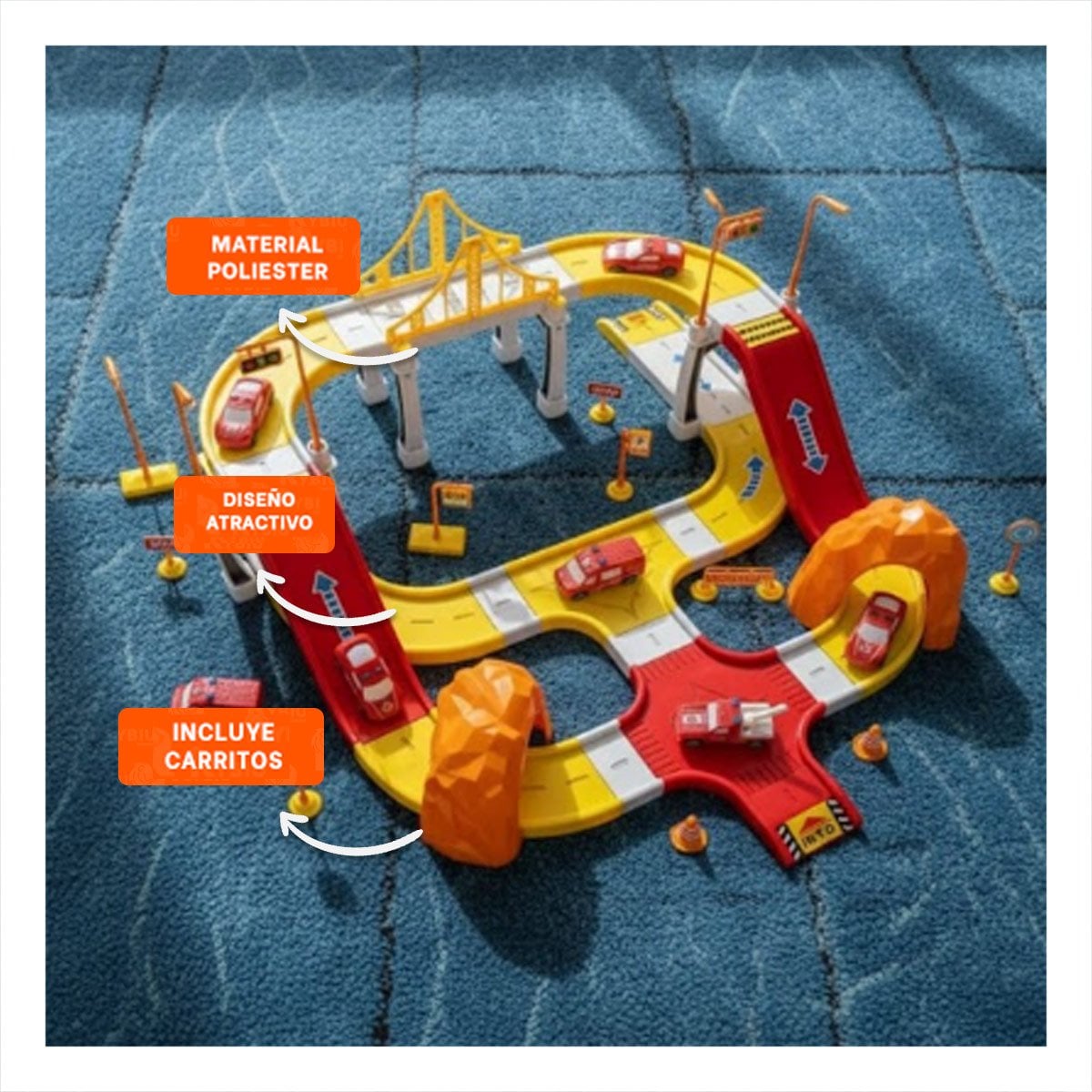 PACK6 JUEGO DE ESTACIONAMIENTO CARRITOS EMERGENCIA 46X52CM ROJO AMARILLO YPAPEL REGALO - 2