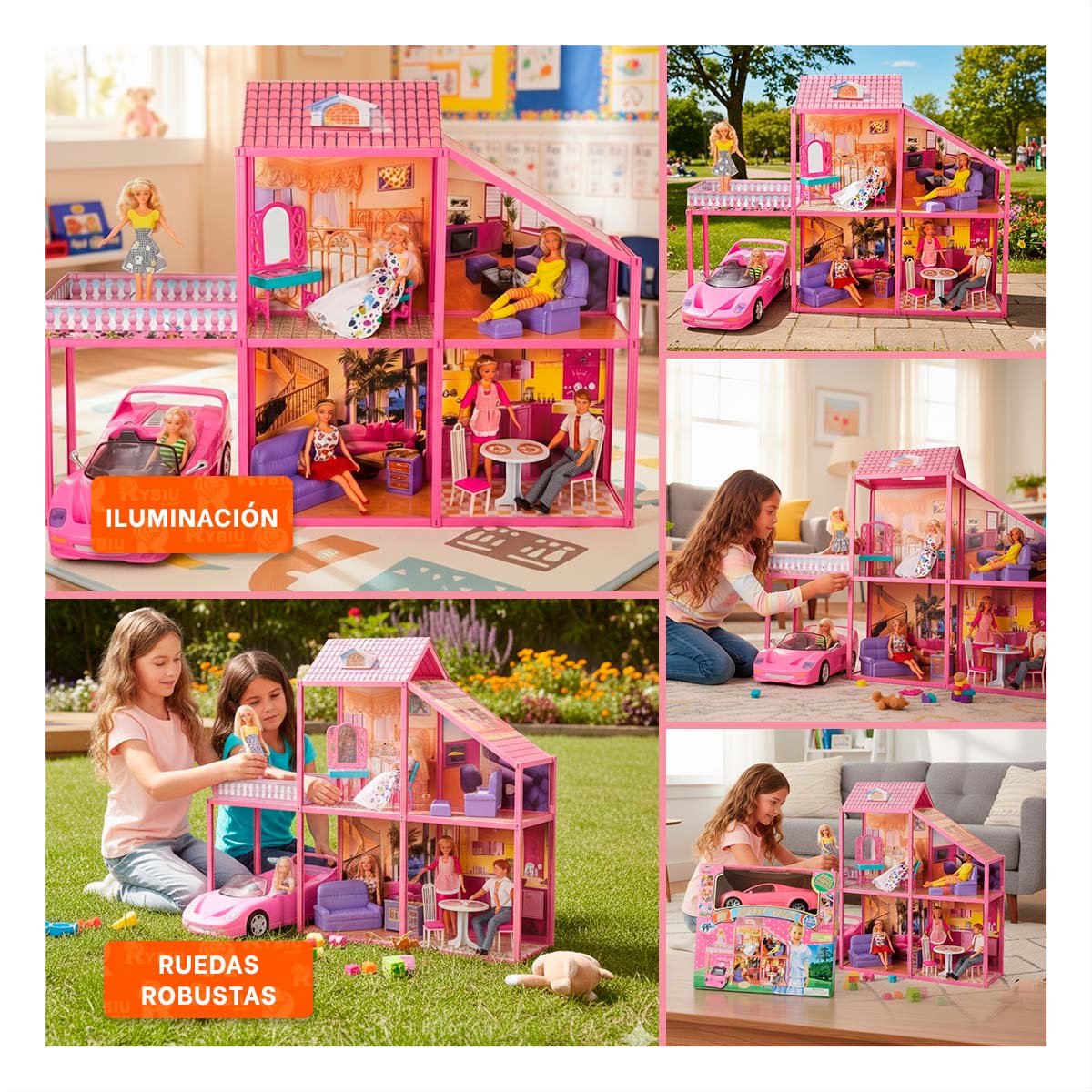 AMBIENTE DE MUNECAS CON CARRO Y SET DE ACCESORIOS PARA JUEGO EN CASA YSTICKY - 5