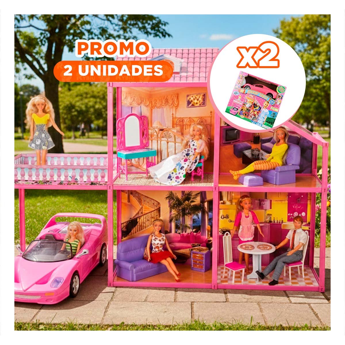 PACK2 COLECCIONABLE DE MUNECAS CON CARRO Y PIEZAS PARA JUEGO EN HOGAR YREGALO STICKER - 1
