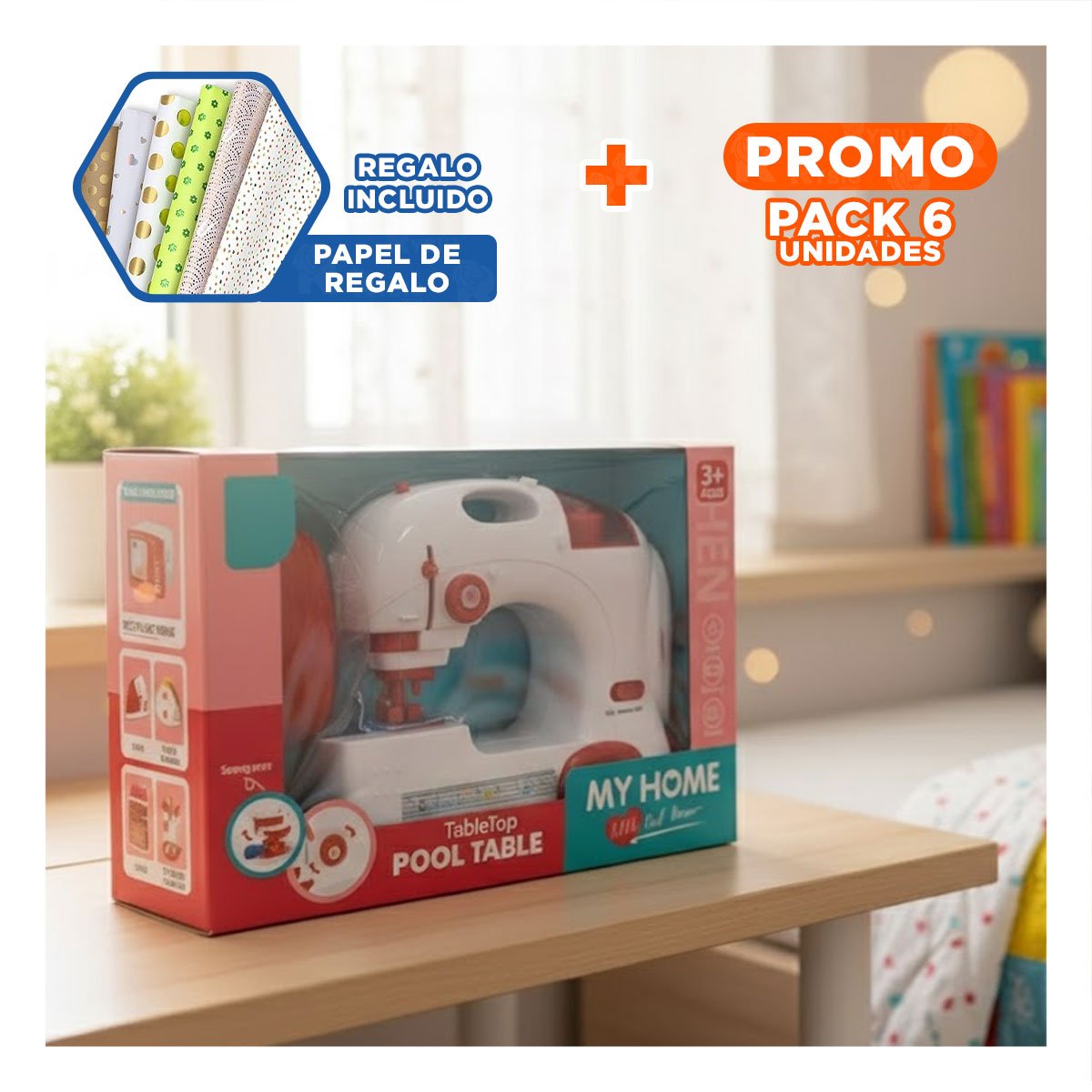 PACK6 HERRAMIENTA DE COSTURA PORTATIL BLANCO Y ROSADO PARA MANUALIDADES YPAPEL REGALO - 1
