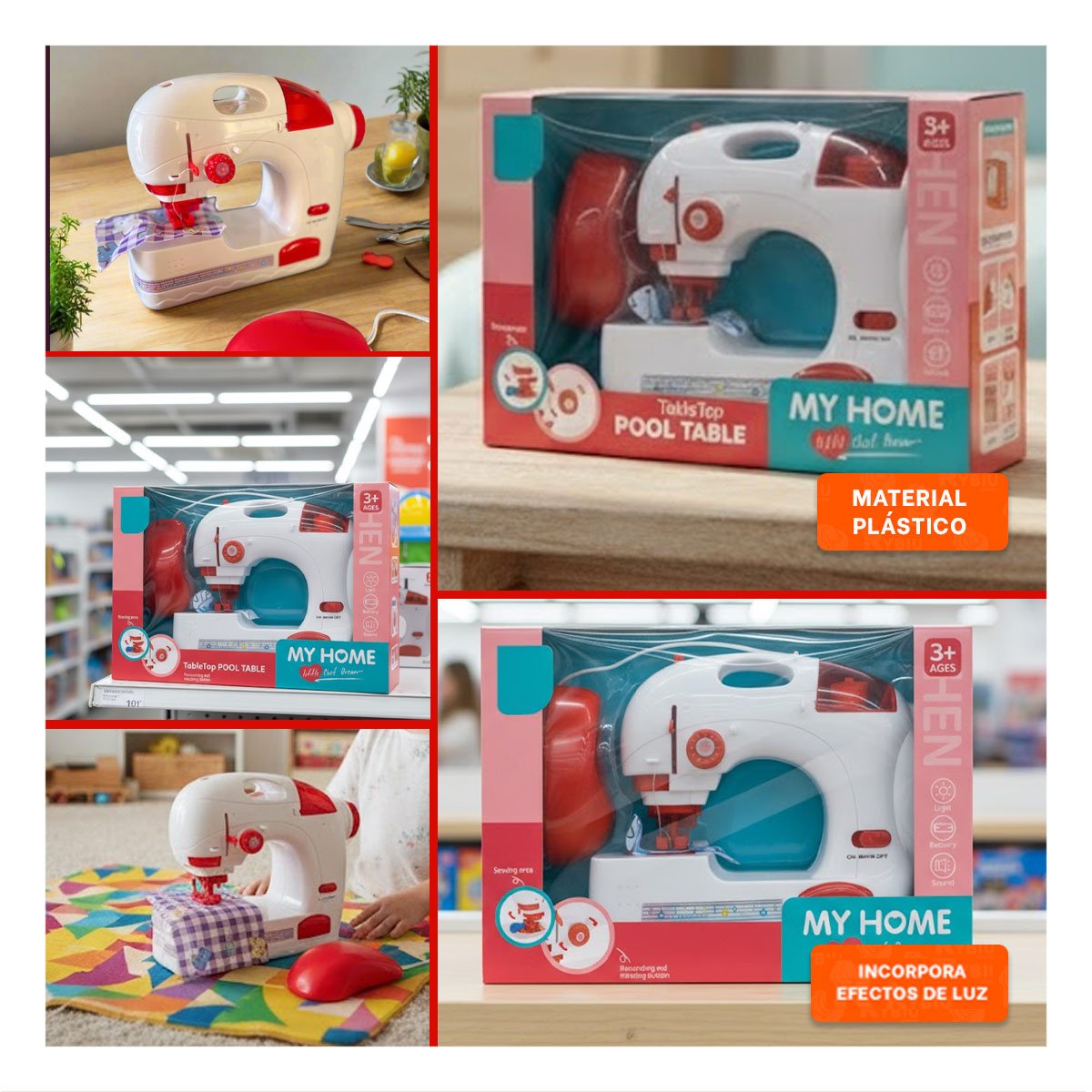 PACK6 HERRAMIENTA DE COSTURA PORTATIL BLANCO Y ROSADO PARA MANUALIDADES YPAPEL REGALO - 3