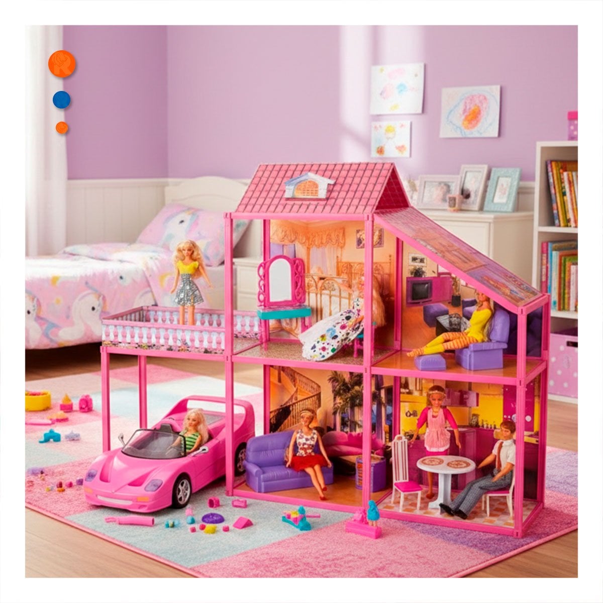 ESPACIO DE MUNECAS CON CARRO Y ACCESORIOS PARA JUEGO CREATIVO INFANTIL - 1