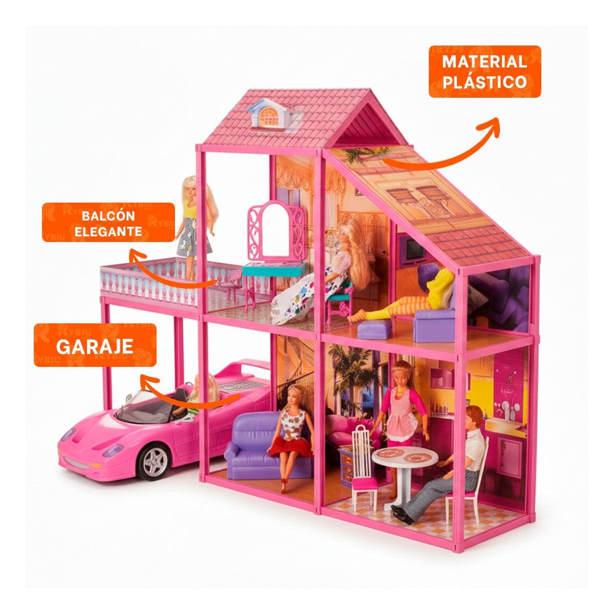 ESPACIO DE MUNECAS CON CARRO Y ACCESORIOS PARA JUEGO CREATIVO INFANTIL - 3