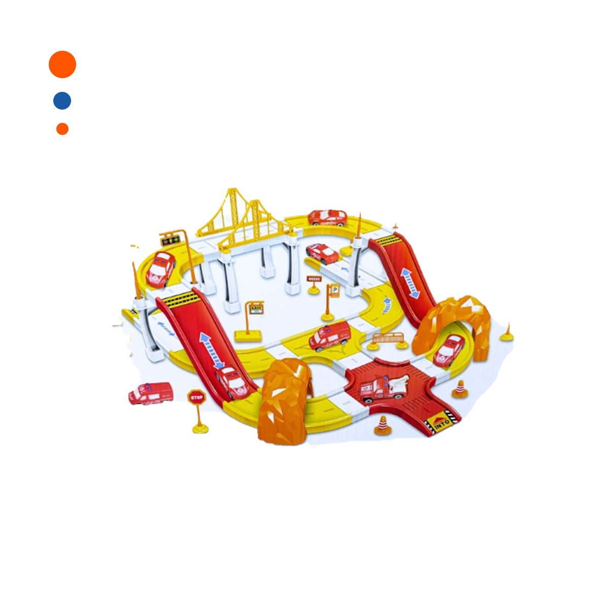 PARQUE DE ESTACIONAMIENTO INFANTIL CARRITOS EMERGENCIA 46X52CM ROJO AMARILLO YPAPEL REGALO - 1