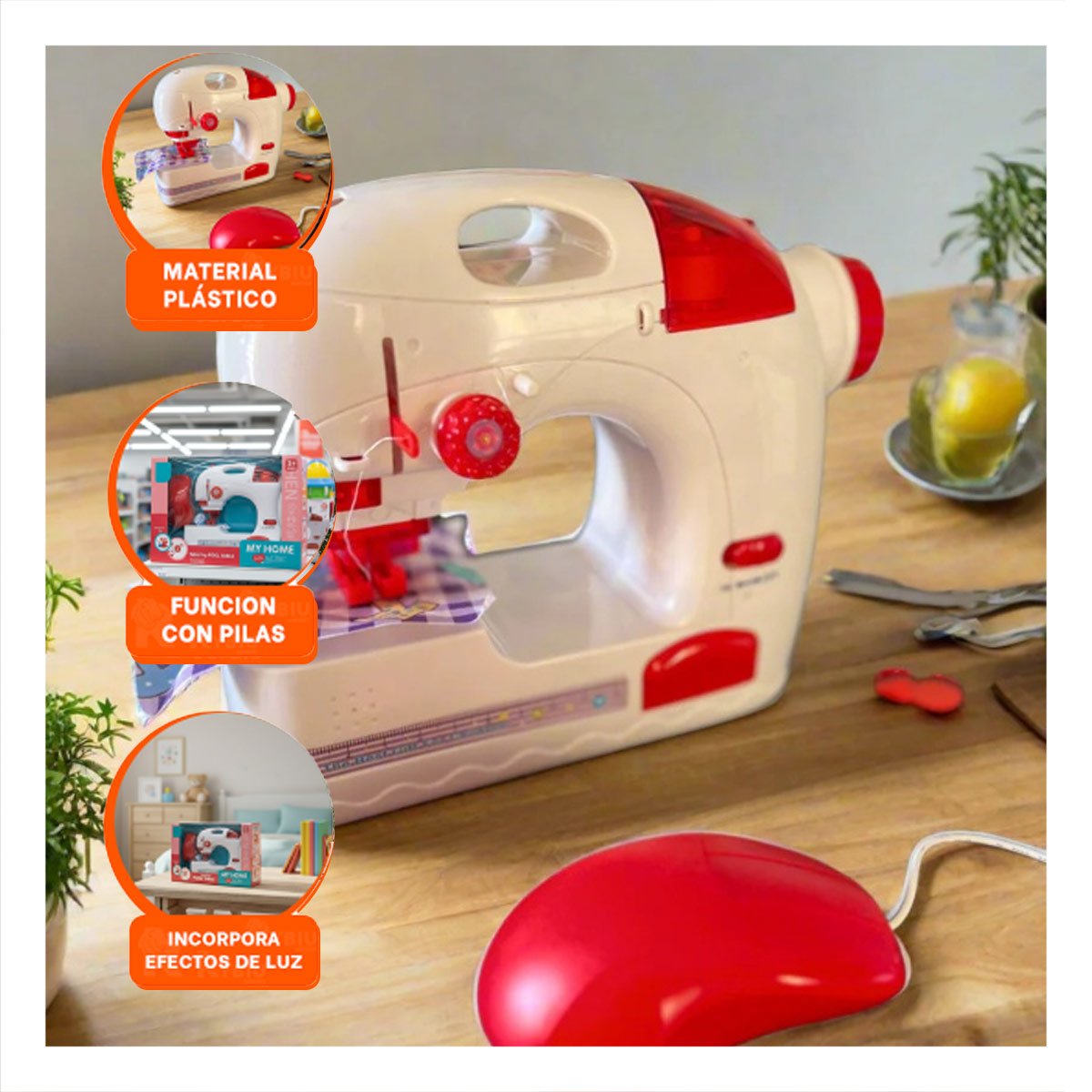 PACK2 SISTEMA DE COSER PORTATIL BLANCO Y ROSADO PARA MANUALIDADES EN CASA YREGALO STICKER - 5