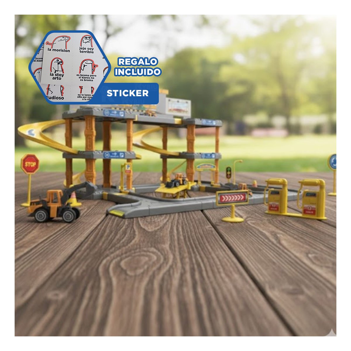 CIRCUITO DE JUEGO DE CONSTRUCCION CON ESTACIONAMIENTO PARA NINOS YREGALO STICKER - 1