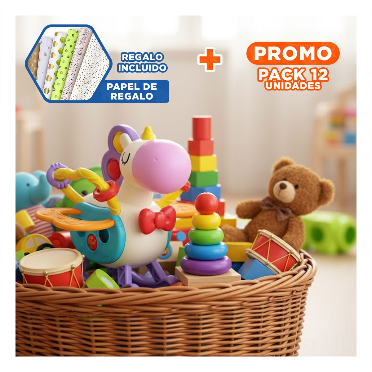 PACK12 APRENDIZAJE SENSORIAL PARA BEBE UNICORNIO CON CUERDAS POP LILA Y BLANCO YPAPEL REGALO - 1