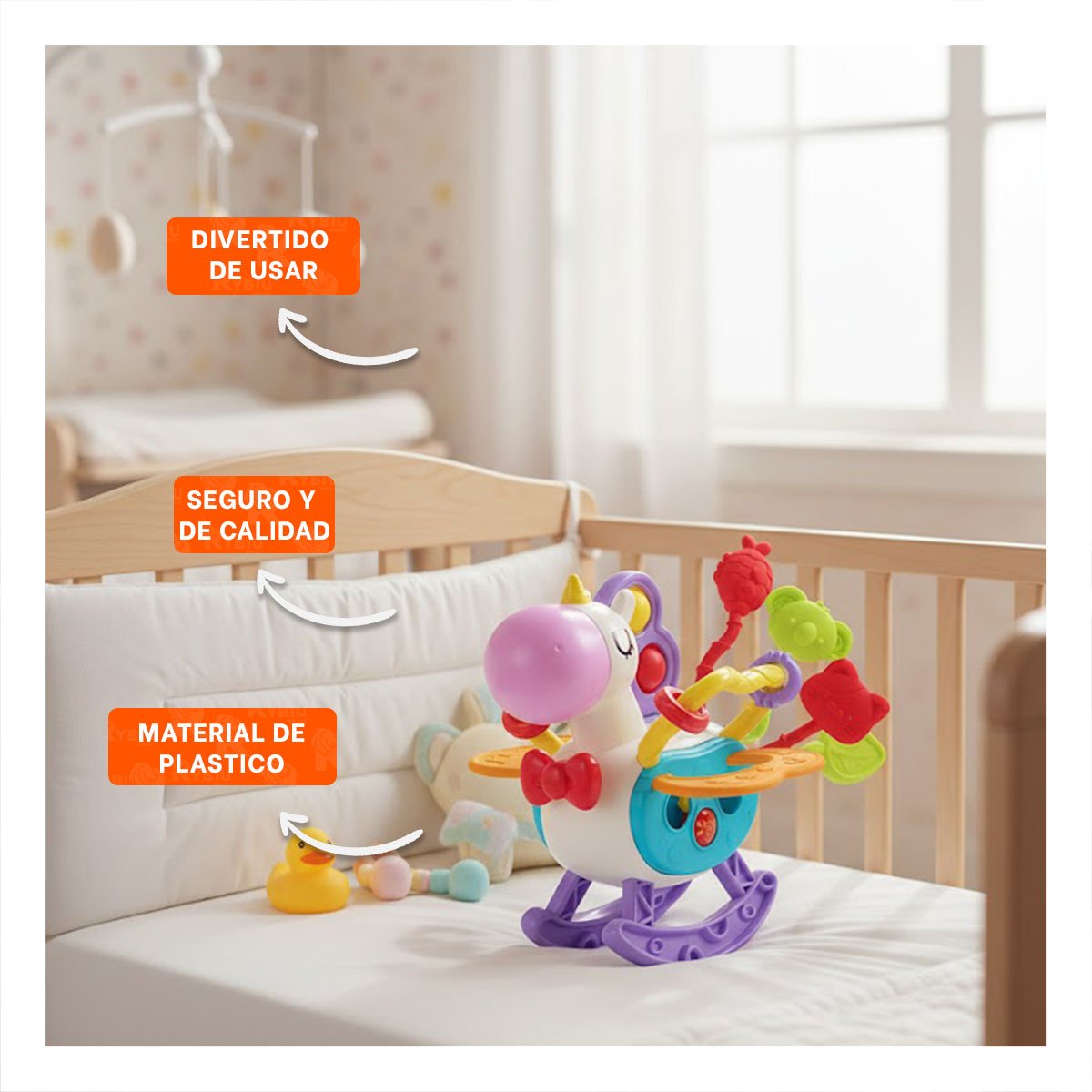 PACK12 APRENDIZAJE SENSORIAL PARA BEBE UNICORNIO CON CUERDAS POP LILA Y BLANCO YPAPEL REGALO - 3