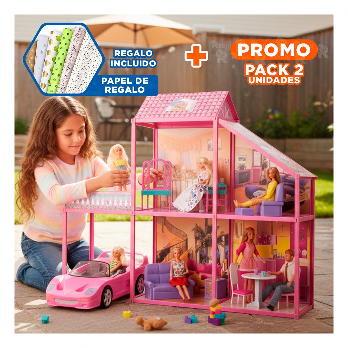 PACK2 PACK DE MUNECAS CON CARRO Y SET COMPLETO PARA DIVERSION CREATIVA YPAPEL REGALO - 1