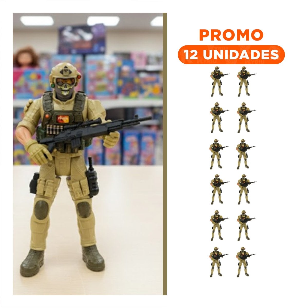 PACK12 MUNECO ESTILO MILITAR ARENA PARA DECORACION YREGALO STICKER - 1