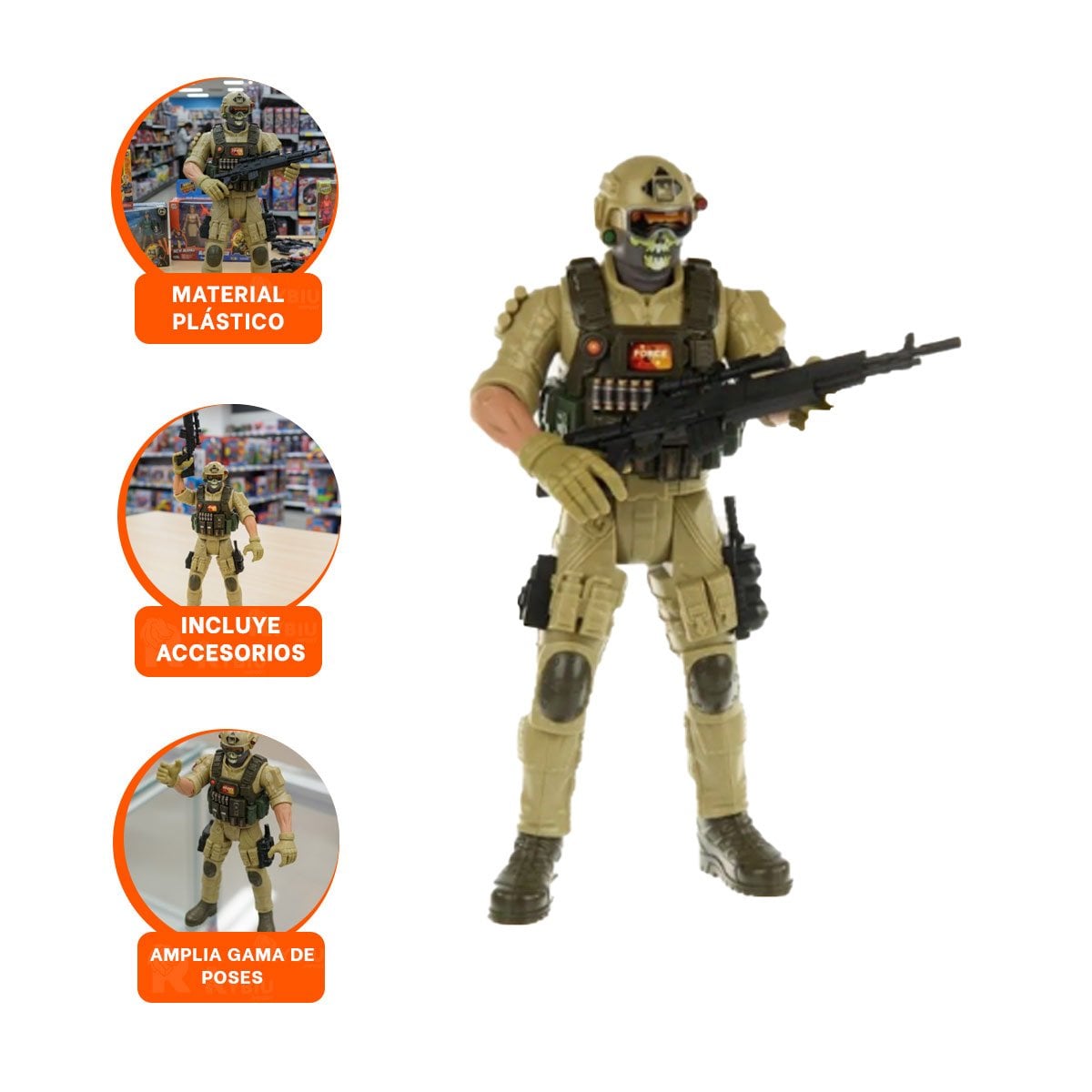 FIGURA MILITAR DEL DESIERTO ARENA CON MASCARA DE CALAVERA DECORATIVA YLIGAS REGALO - 3