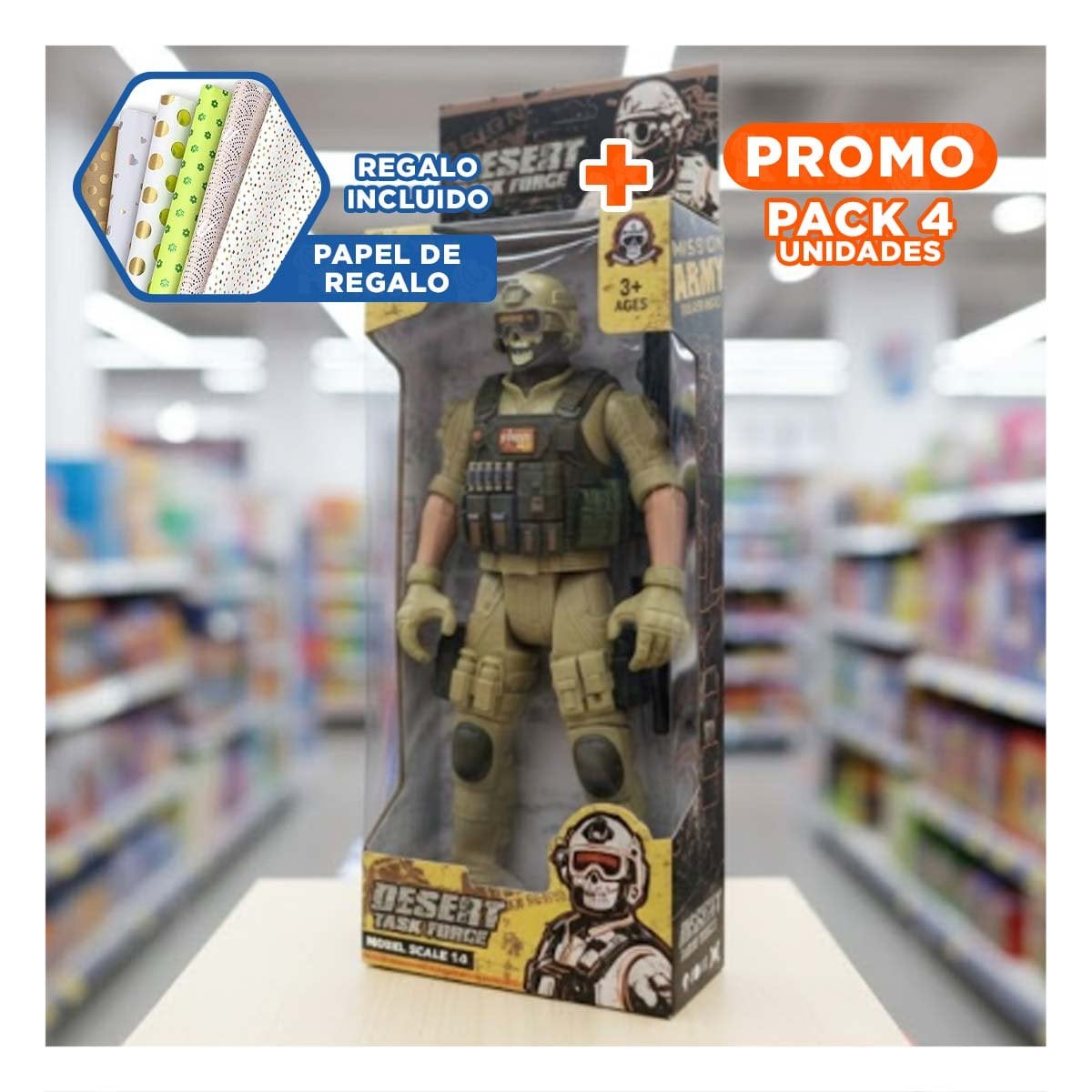 PACK4 ESCULTURA DECORATIVA DEL DESIERTO ESTILO MILITAR ARENA YPAPEL REGALO - 1