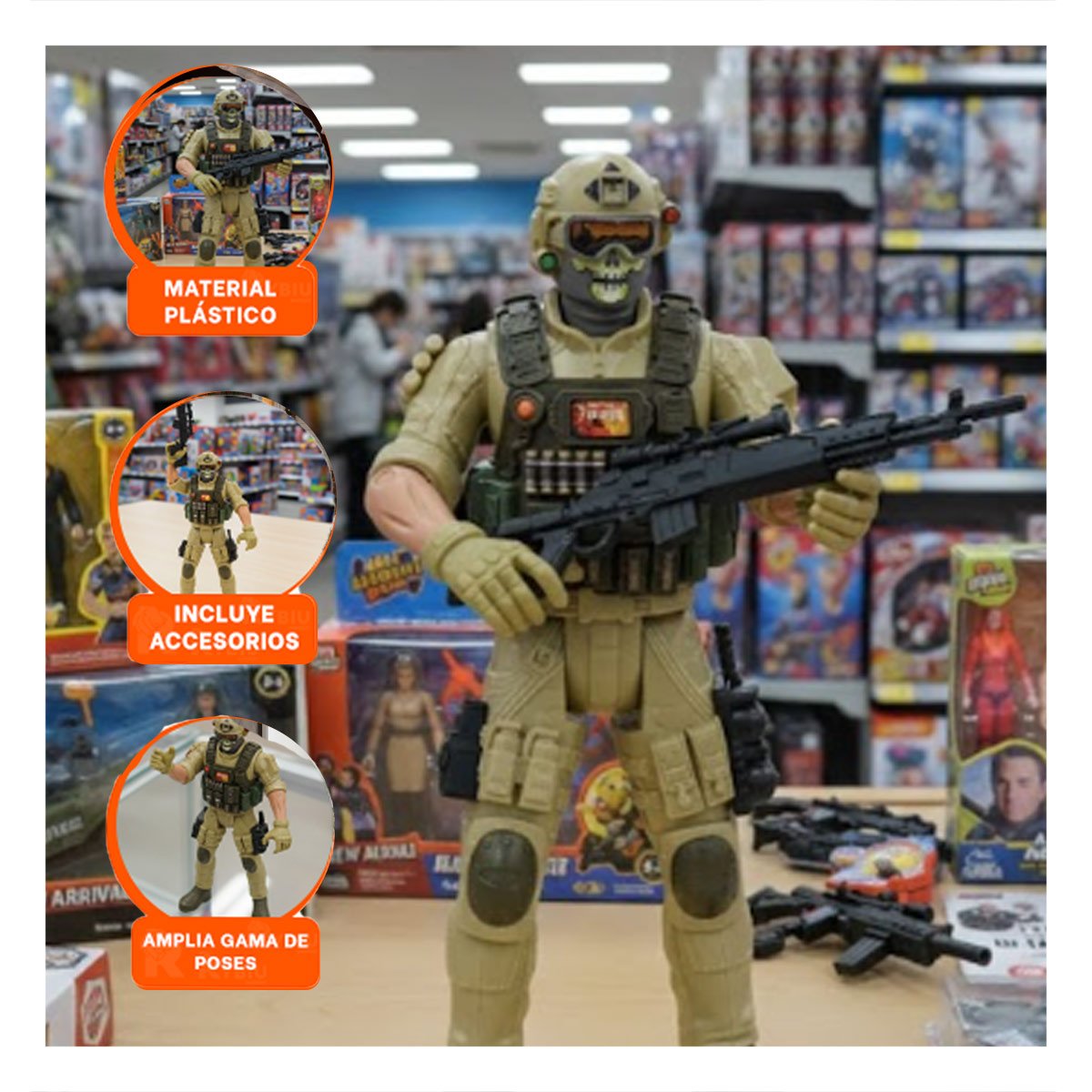 TROPA MILITAR DEL DESIERTO ARENA CON DISENO DE CALAVERA YPAPEL REGALO - 3