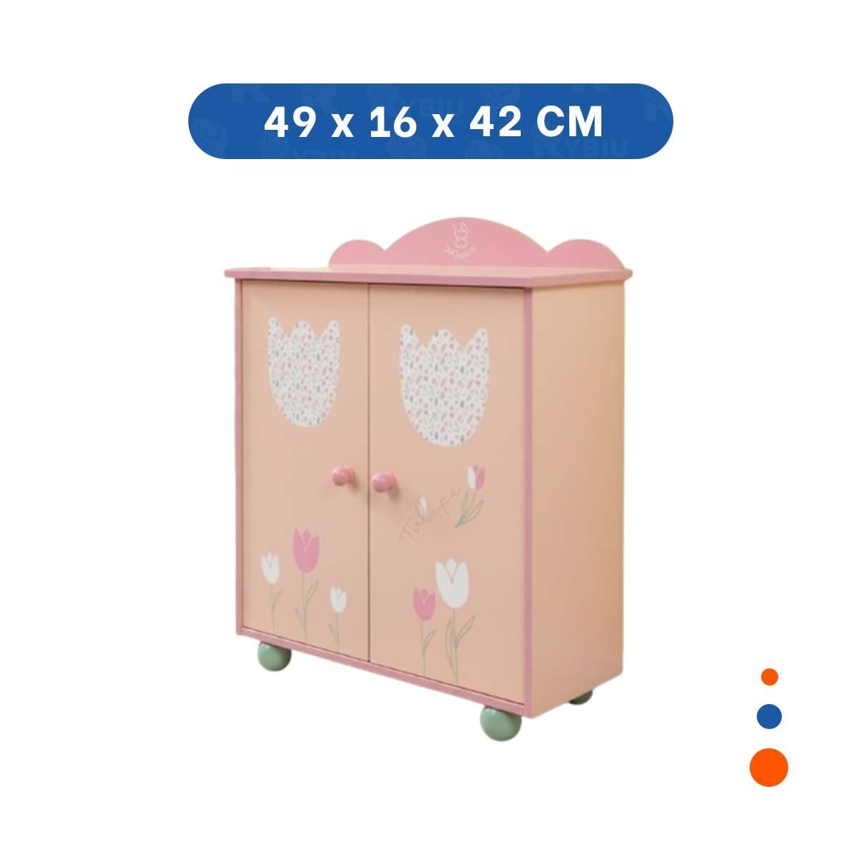 PACK2 ORGANIZADOR DE ROPA PARA MUNECA 49X42X16CM CON DISENO TULIPANES MELON Y ROSADO - 4