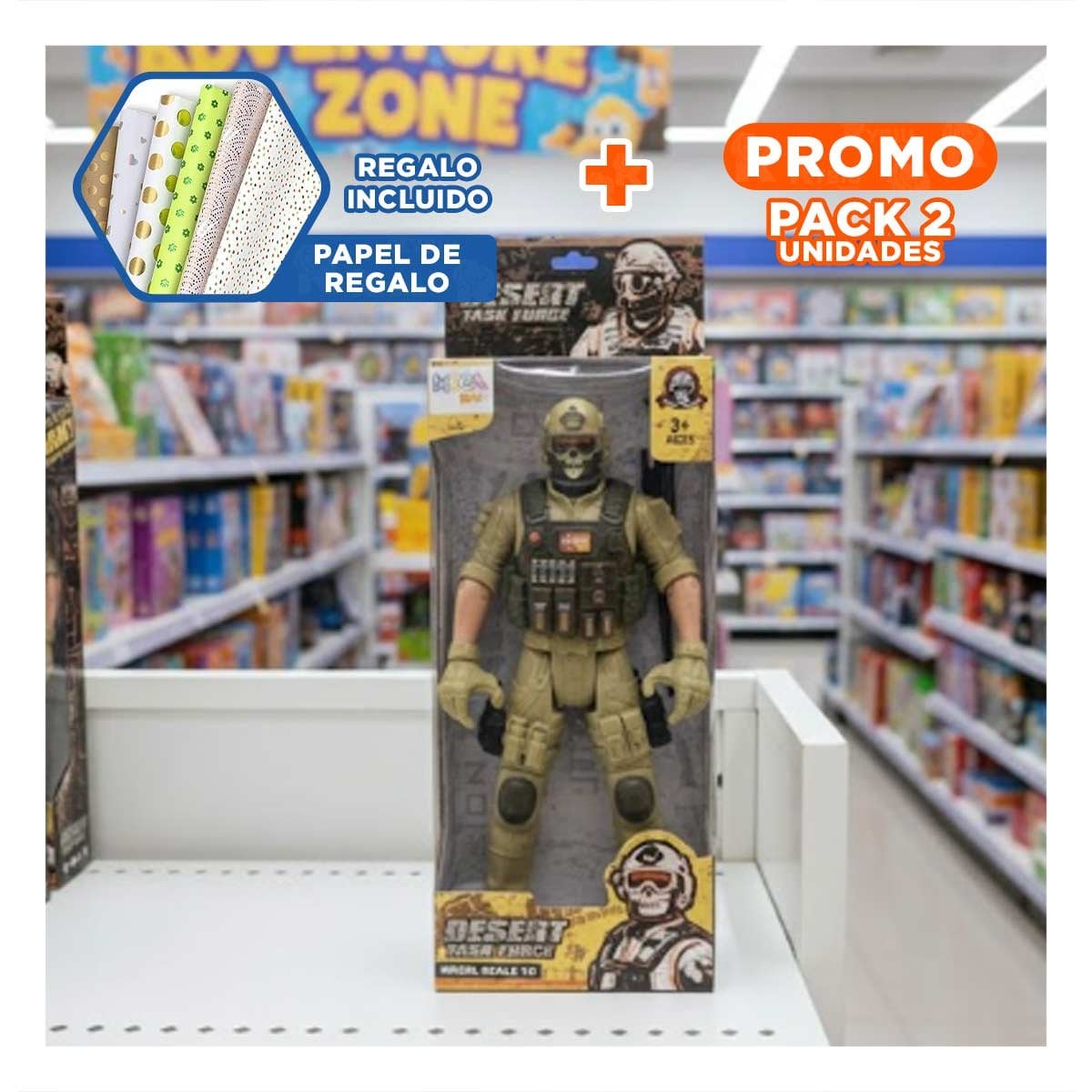 PACK2 FIGURA ESTILO MILITAR ARENA DEL DESIERTO DECORACION TEMATICA YPAPEL REGALO - 1