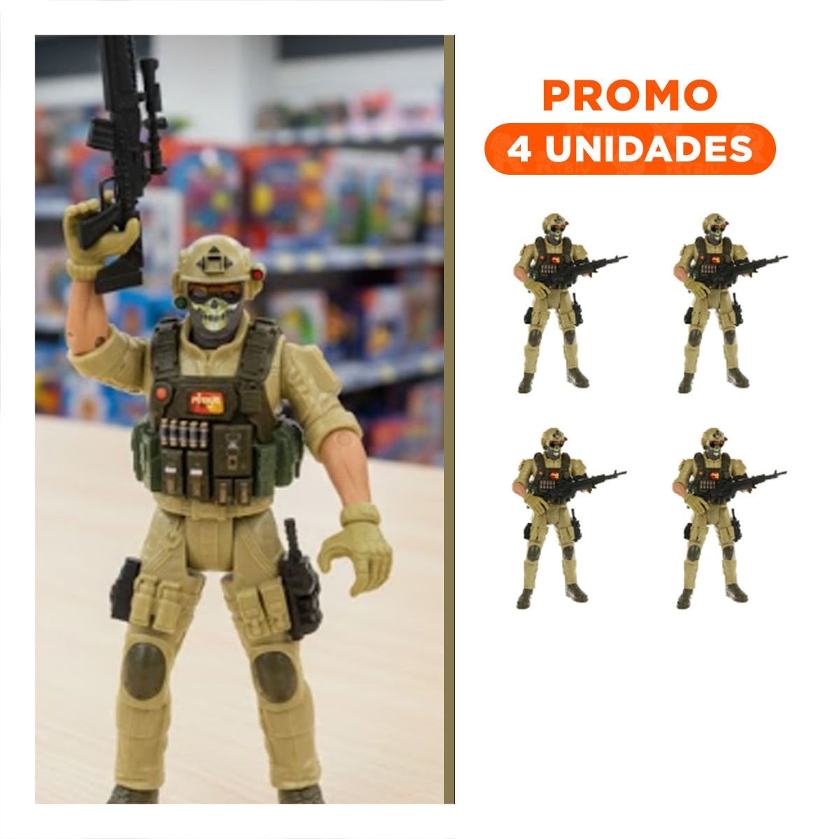 PACK4 ESCULTURA DEL DESIERTO MILITAR CON DETALLES DE CALAVERA YREGALO STICKER - 1