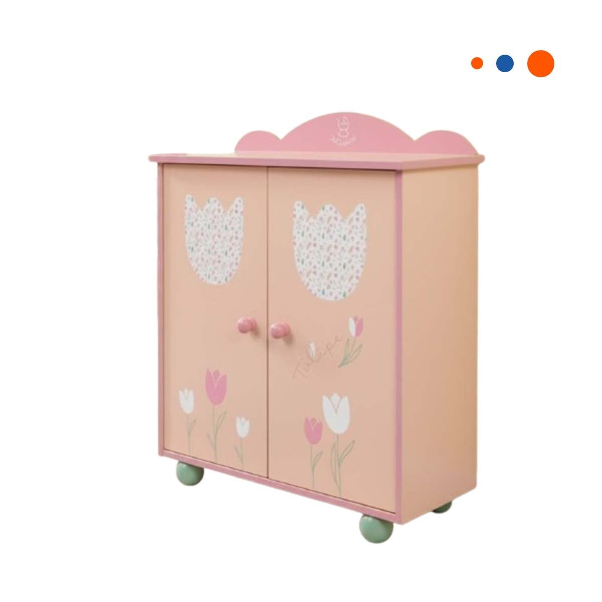 CLOSET DECORATIVO DE ROPA PARA MUNECA 49X42X16CM CON DETALLES TULIPANES YREGALO STICKER - 3