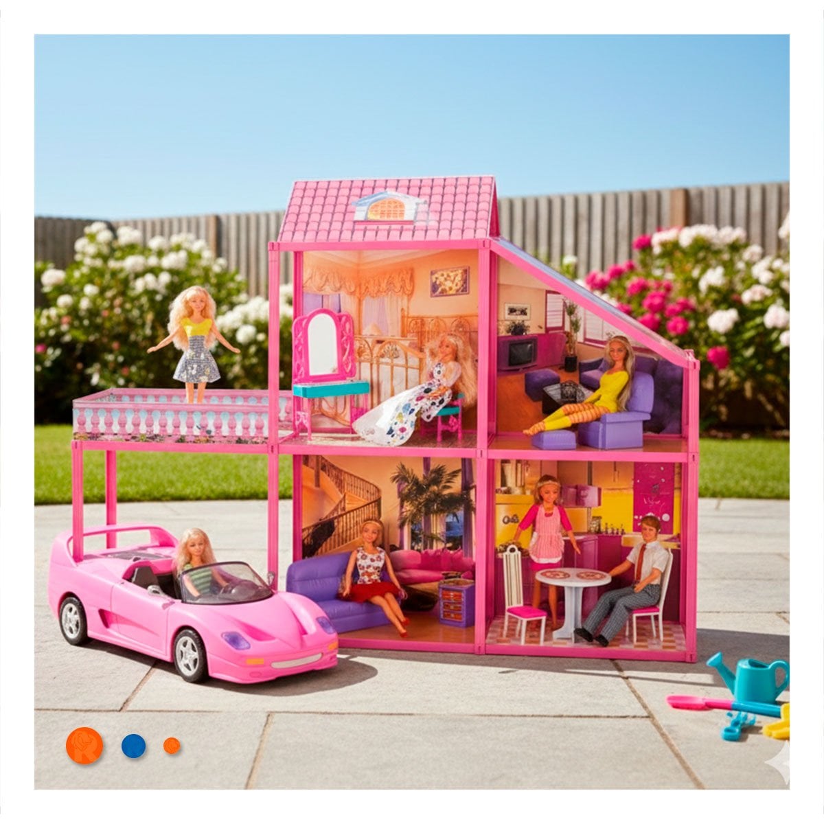 SET DE MUNECAS CON CARRO Y ACCESORIOS PARA DIVERSION CREATIVA EN HOGAR YREGALO STICKER - 2