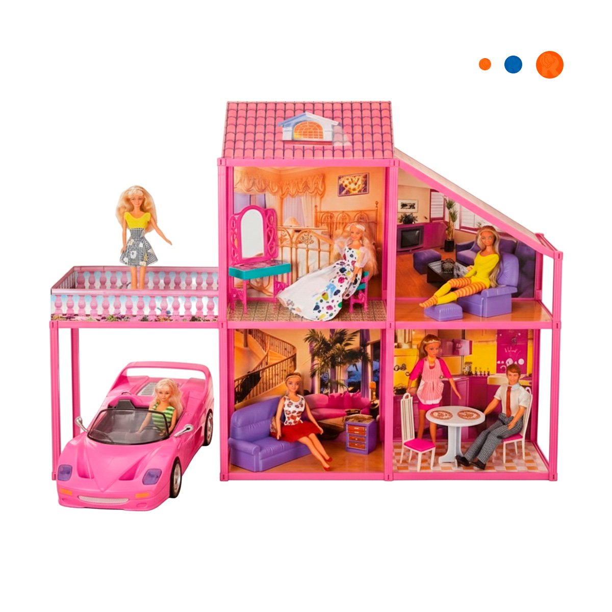 SET DE MUNECAS CON CARRO Y ACCESORIOS PARA DIVERSION CREATIVA EN HOGAR YREGALO STICKER - 3