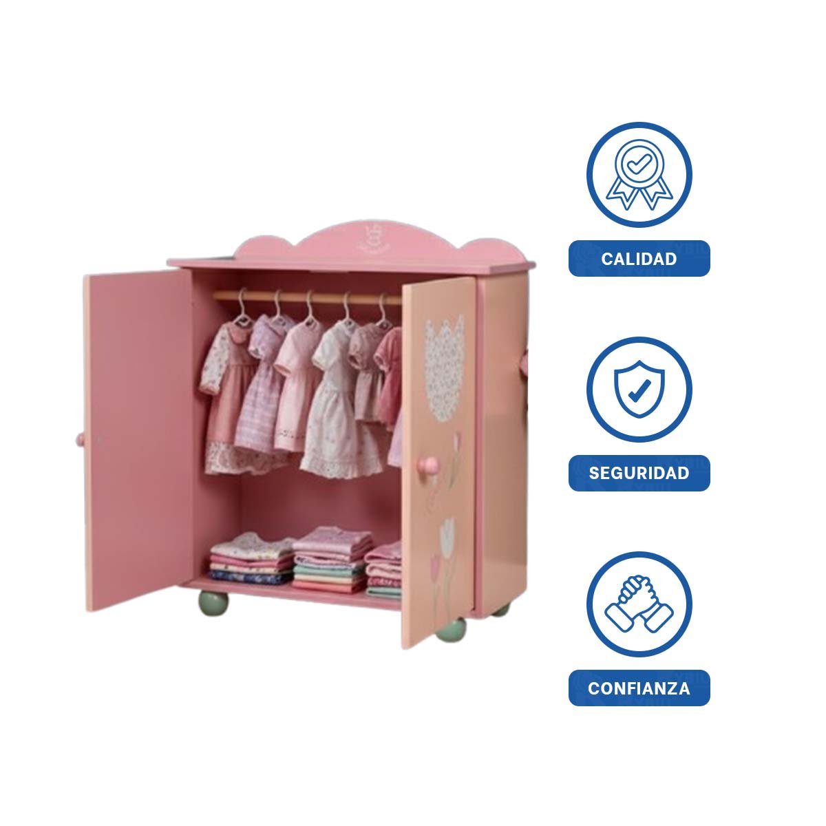 CLOSET PARA JUEGO DE MUNECA 49X42X16CM CON ACABADO MELON Y ROSADO YLIGAS REGALO - 3