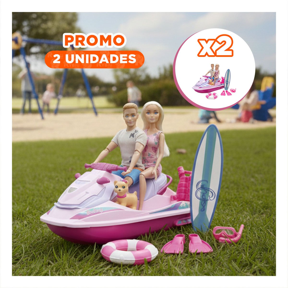 PACK2 ESCENA DE MAR DE JUGUETE CON MUNECA KEN Y ACCESORIOS PARA IMAGINACION YREGALO STICKER - 1