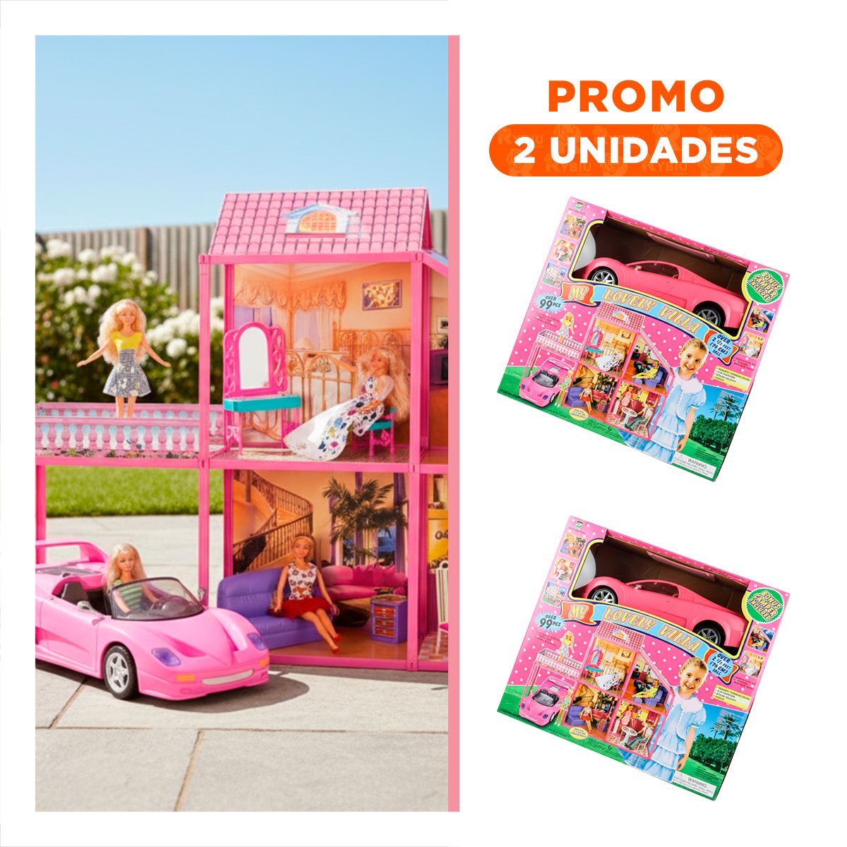PACK2 ZONA DE MUNECAS CON CARRO Y ACCESORIOS PARA JUEGO IMAGINATIVO - 1
