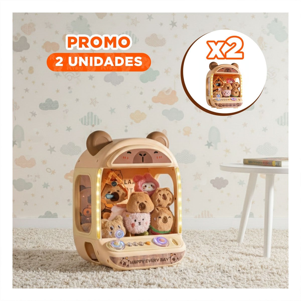 PACK2 CREATIVO JUEGO DE GARRA CON FIGURA CAPI PARA DIVERSION MANUAL EN CASA YREGALO STICKER - 1