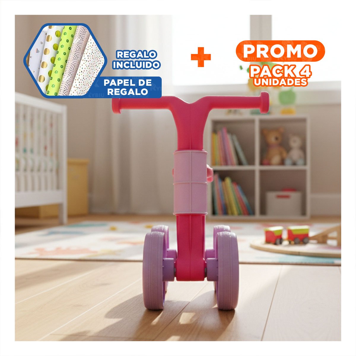 PACK4 TRICICLO INFANTIL PARA USO RECREATIVO Y MOVIMIENTO DIARIO EN EL HOGAR YREGALO STICKER - 1