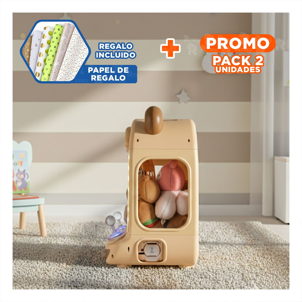 PACK2 DIDACTICO JUEGO DE GARRA CON FIGURA CAPI PARA PRACTICA DE COORDINACION YPAPEL REGALO - 1