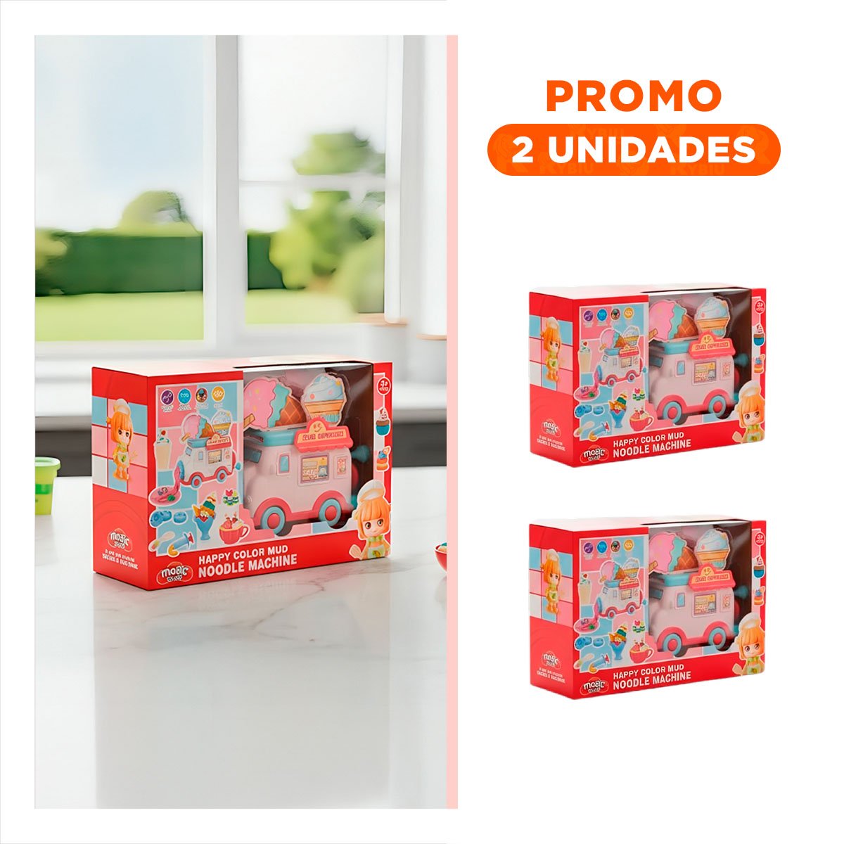 PACK2 CARRITO DE HELADO INFANTIL BLANCO Y ROSADO MAGIC CON DISENO INFANTIL - 1