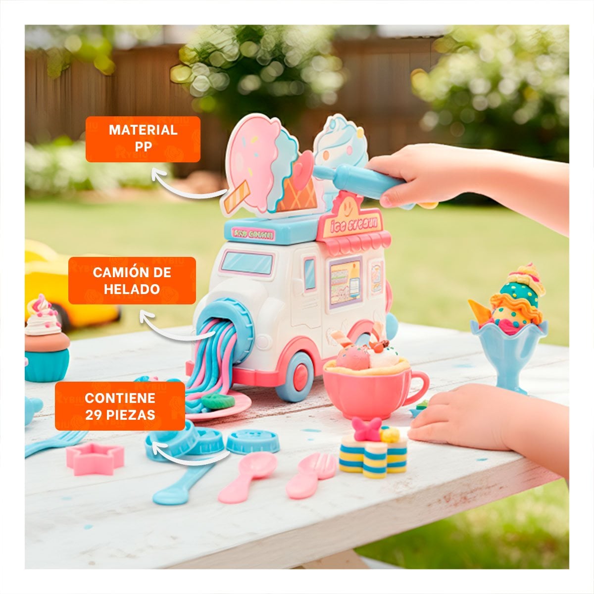 CARRITO DE HELADO INFANTIL BLANCO Y ROSADO MAGIC PARA USO EN CASA YSTICKY - 2