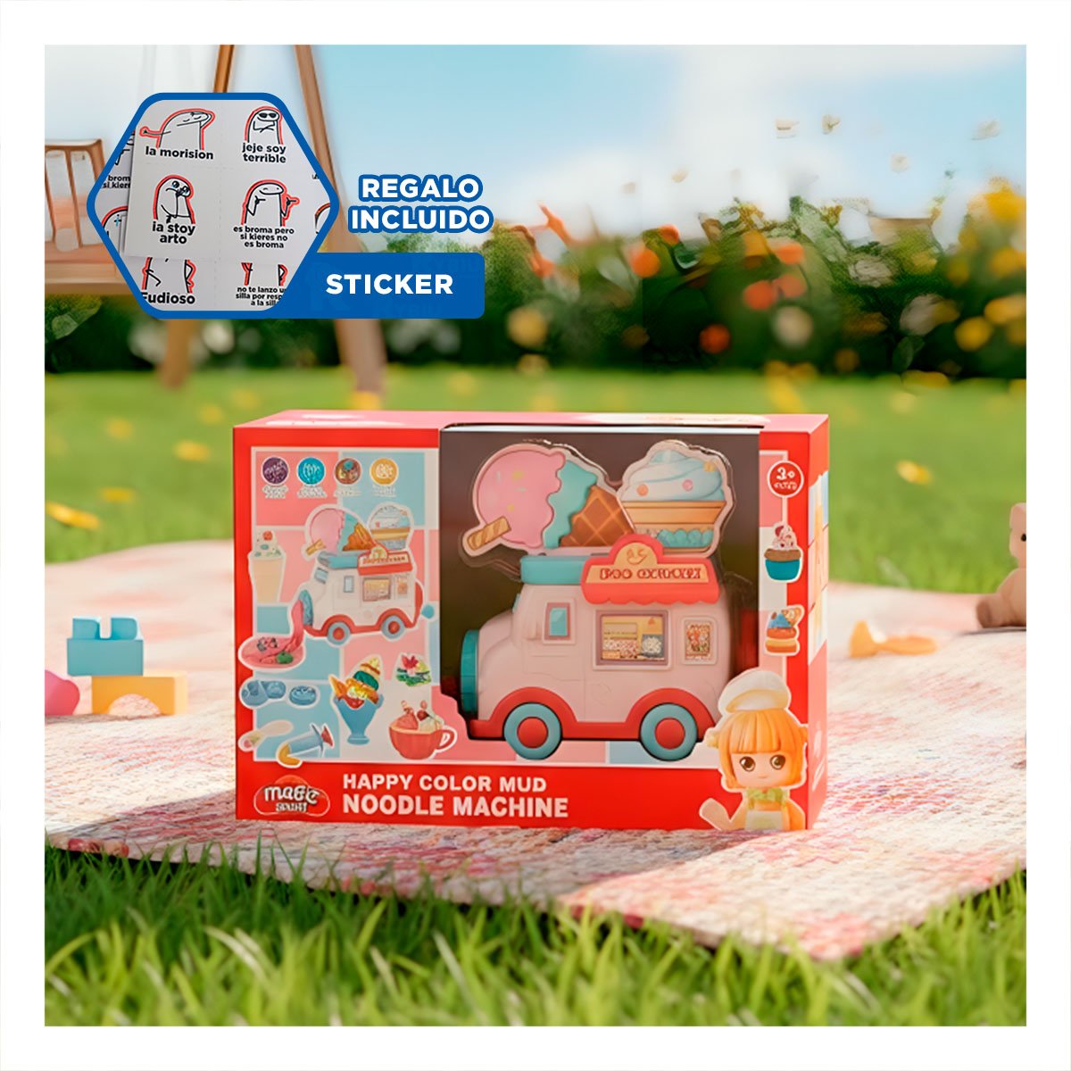 CARRITO DE HELADO INFANTIL BLANCO Y ROSADO MAGIC CON ESTILO DULCE YREGALO STICKER - 1