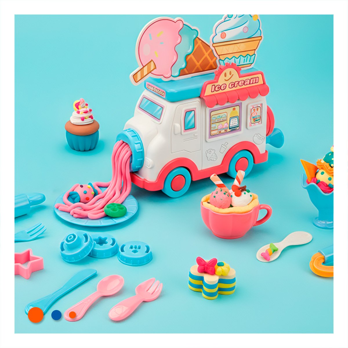 CARRITO DE HELADO INFANTIL BLANCO Y ROSADO MAGIC CON ESTILO DULCE YREGALO STICKER - 2