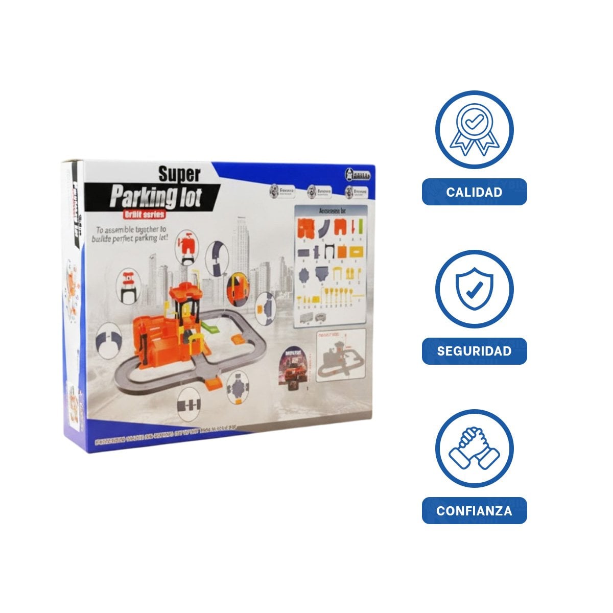 SET DE ESTACIONAMIENTO INFANTIL CON CARRITOS DE JUGUETE 69X56CM NARANJA PLOMO YLIGAS REGALO - 3