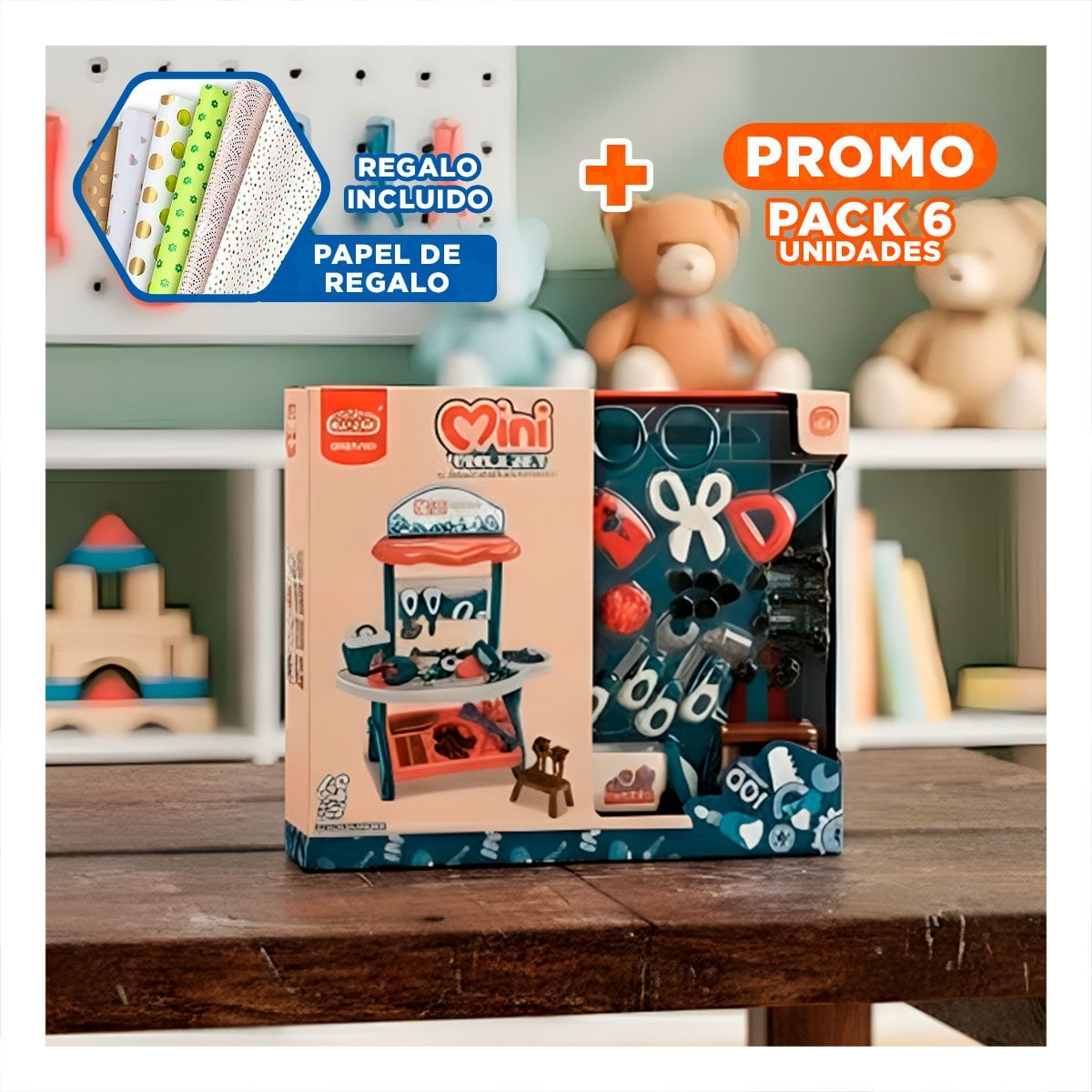 PACK6 MALETIN EDUCATIVO DE HERRAMIENTAS 48 PZS AZUL Y NARANJA YREGALO STICKER - 1