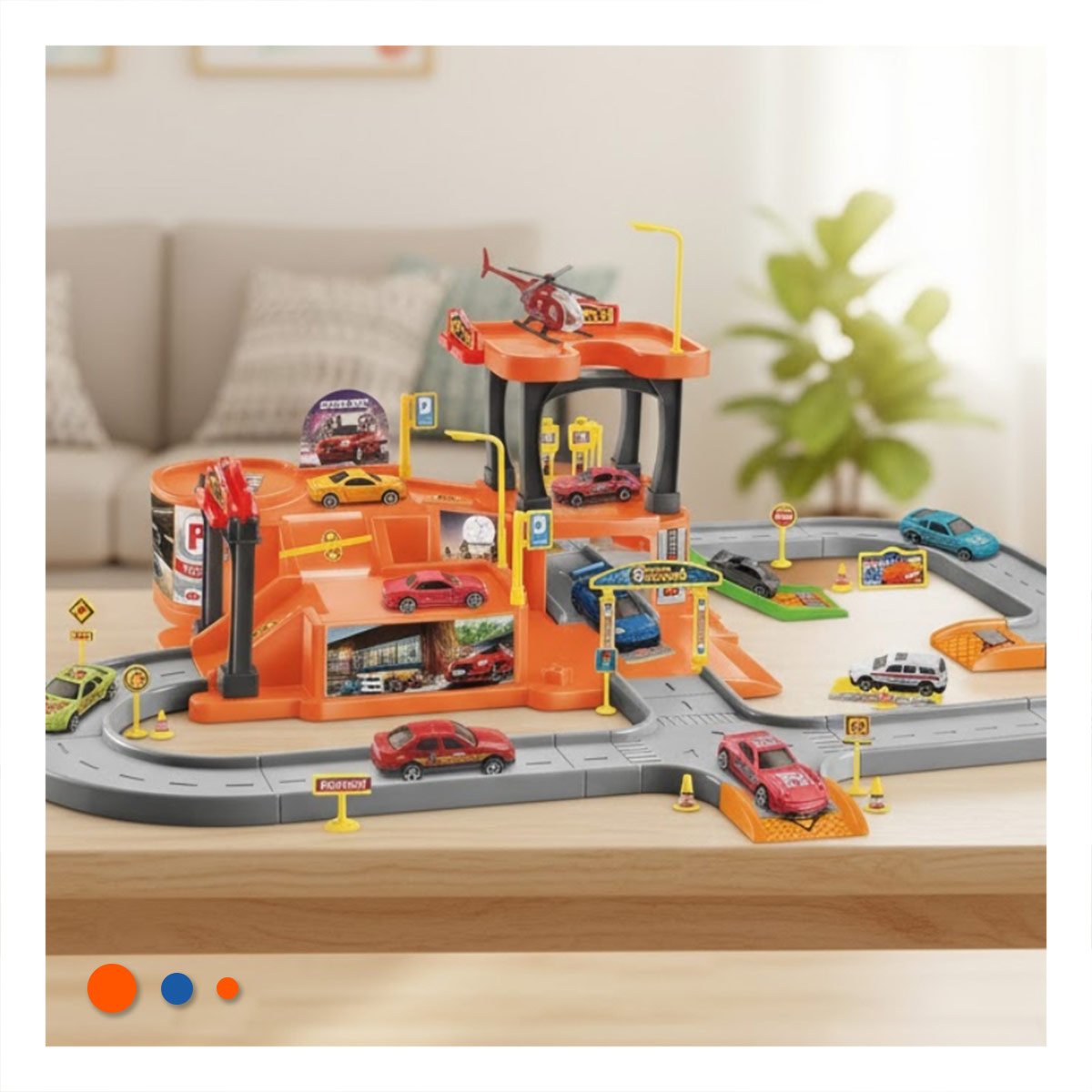 PACK2 SET DE JUEGO INFANTIL CON ESTACIONAMIENTO PARA CARRITOS 69X56CM NARANJA PLOMO - 3